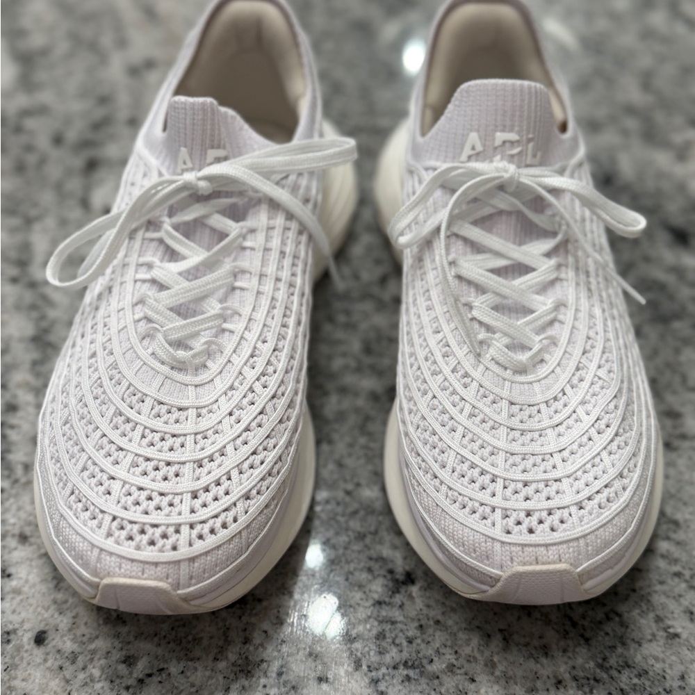 APL White Sneakers with Knit Design and Low-Top Silhouette